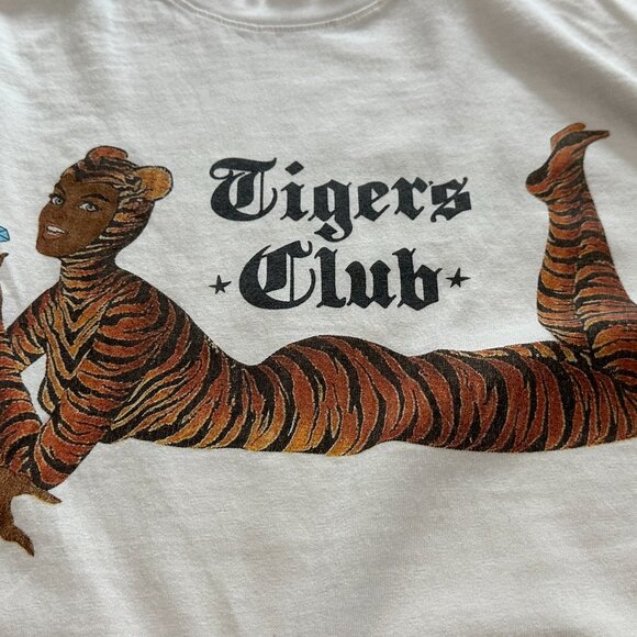 Fat Tiger Workshop Tigers Club Vintage Graphic Beige T-shirt Medium - Picture 2 of 7